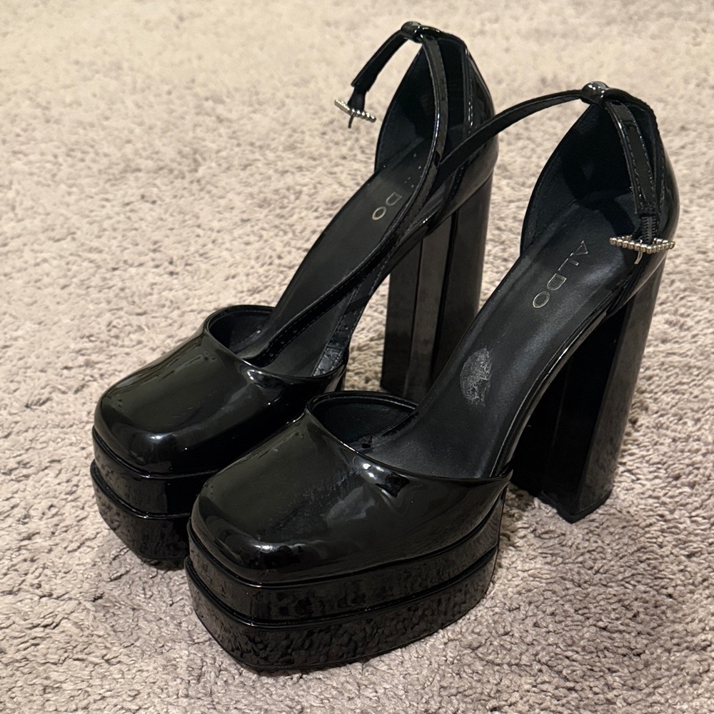 ALDO Glossy Black Platform Shoes